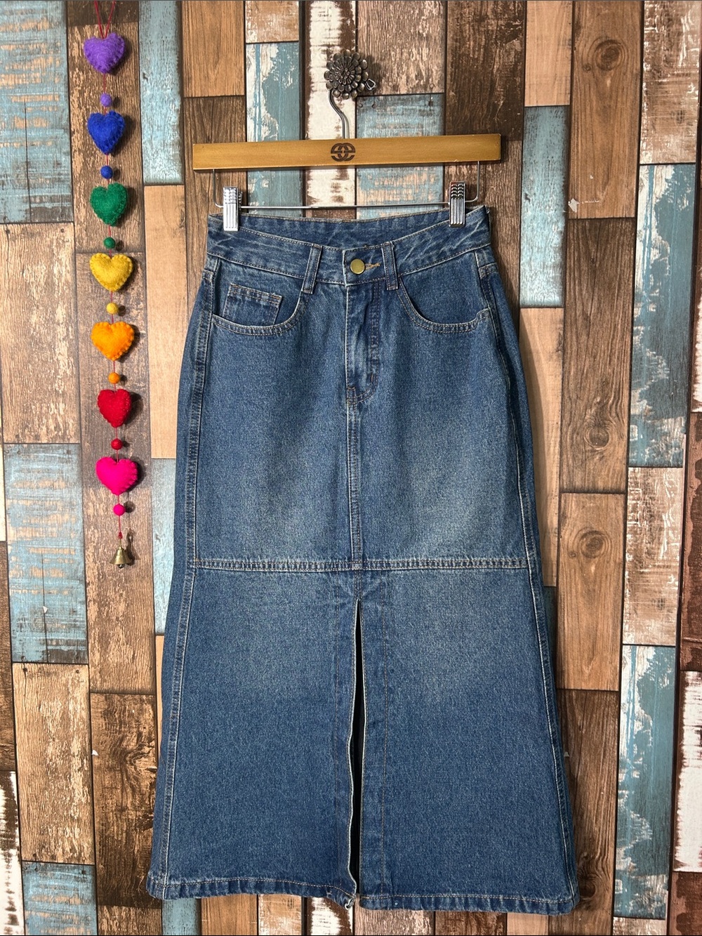 Denim Midi Skirt - Blue Women's Jeans Skirt